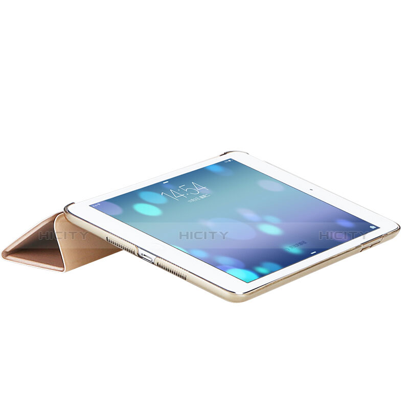 Handytasche Stand Schutzhülle Leder L01 für Apple New iPad 9.7 (2017) Gold groß