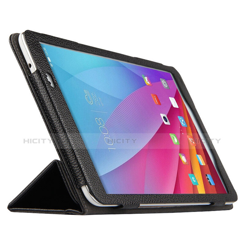 Handytasche Stand Schutzhülle Leder L01 für Huawei Mediapad T1 10 Pro T1-A21L T1-A23L Schwarz