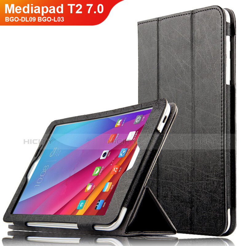 Handytasche Stand Schutzhülle Leder L01 für Huawei Mediapad T1 7.0 T1-701 T1-701U Schwarz Plus