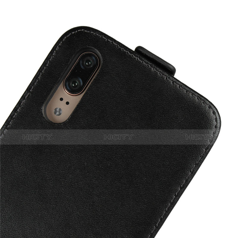 Handytasche Stand Schutzhülle Leder L01 für Huawei P20 Schwarz groß