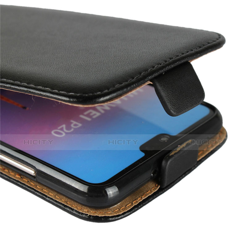 Handytasche Stand Schutzhülle Leder L01 für Huawei P20 Schwarz groß