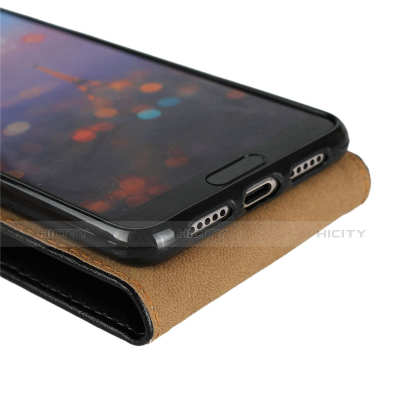 Handytasche Stand Schutzhülle Leder L01 für Huawei P20 Schwarz groß