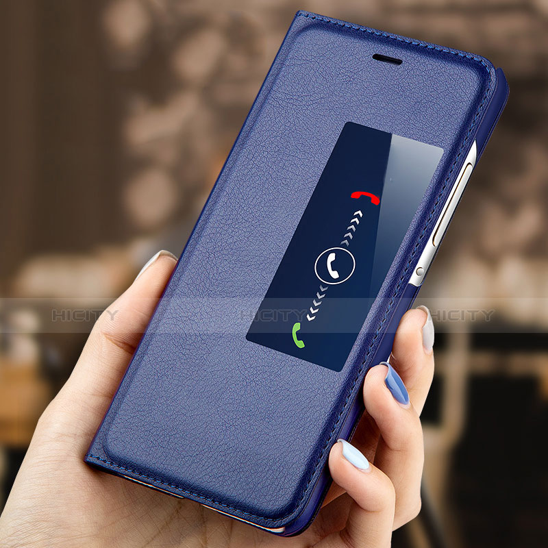 Handytasche Stand Schutzhülle Leder L01 für Huawei P7 Dual SIM Blau