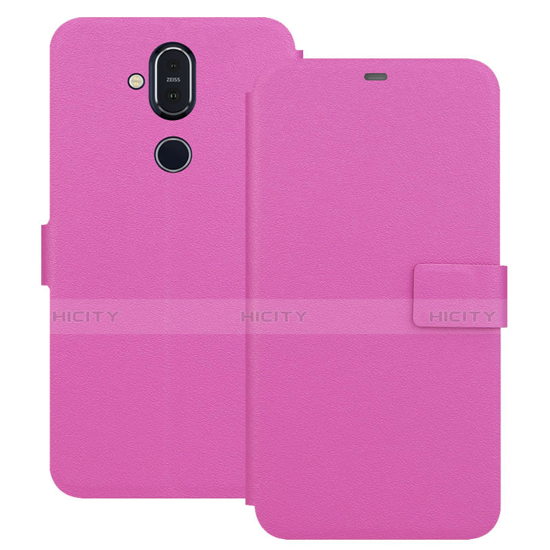 Handytasche Stand Schutzhülle Leder L01 für Nokia 7.1 Plus Rosa Plus