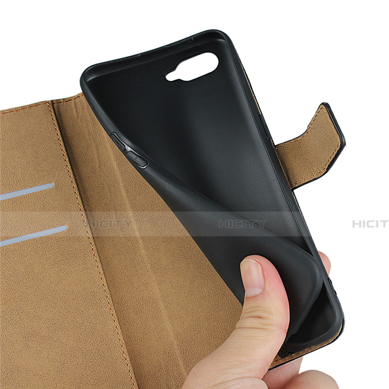 Handytasche Stand Schutzhülle Leder L01 für Oppo R15X Schwarz