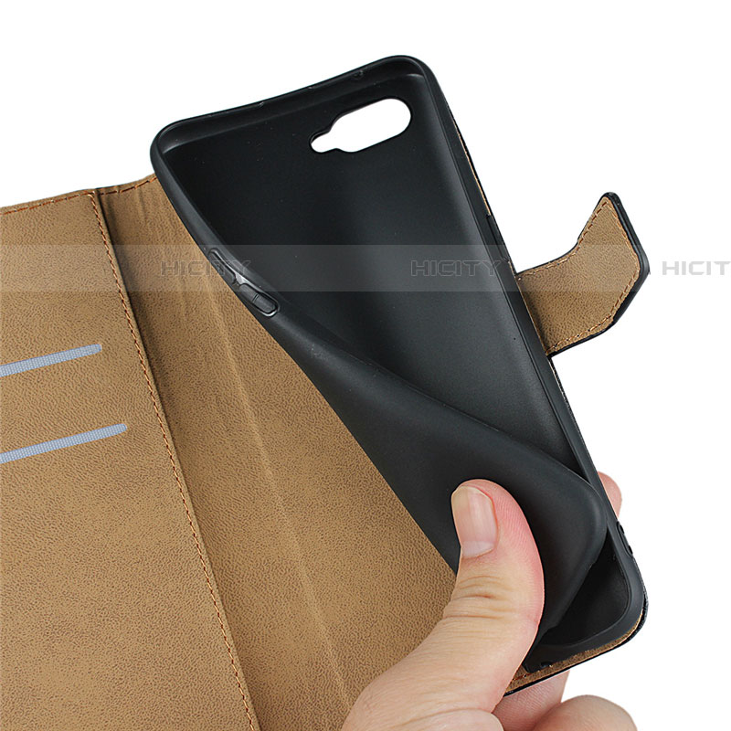 Handytasche Stand Schutzhülle Leder L01 für Oppo RX17 Neo Schwarz