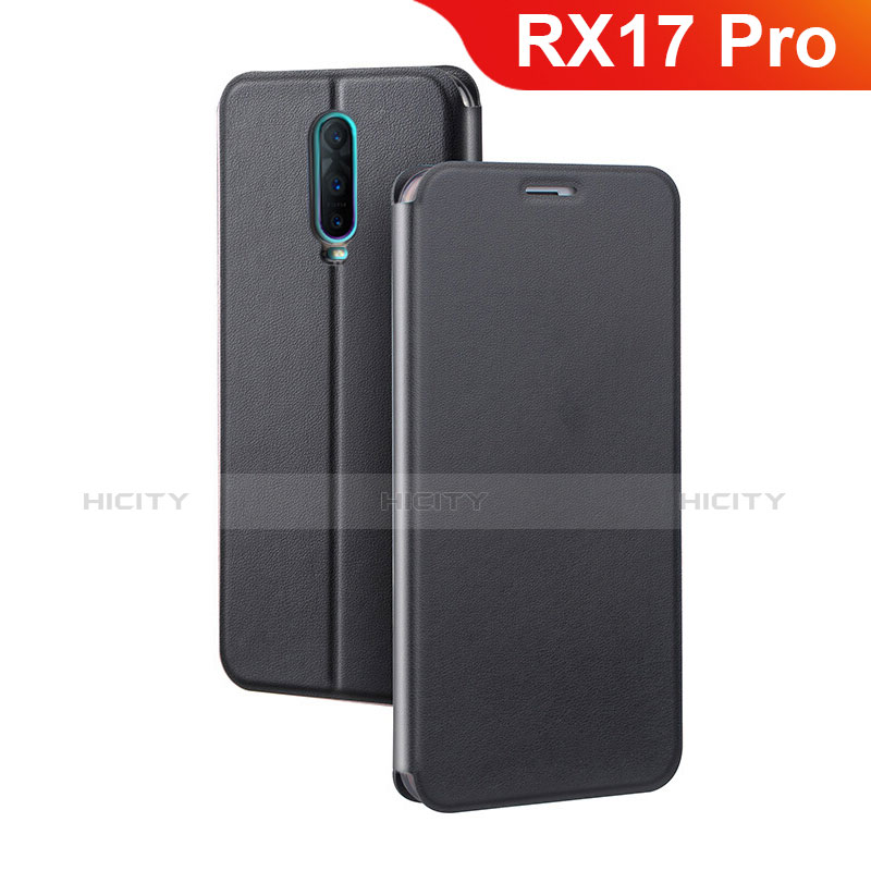 Handytasche Stand Schutzhülle Leder L01 für Oppo RX17 Pro Schwarz