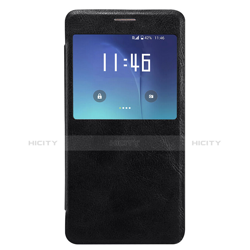 Handytasche Stand Schutzhülle Leder L01 für Samsung Galaxy Note 5 N9200 N920 N920F Schwarz groß