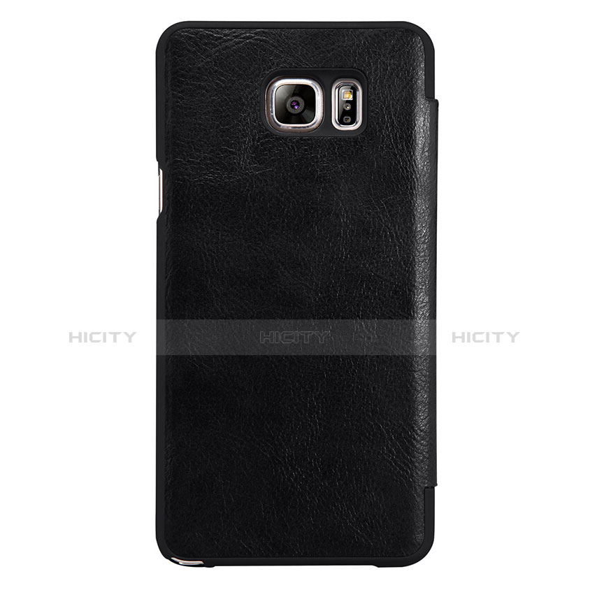 Handytasche Stand Schutzhülle Leder L01 für Samsung Galaxy Note 5 N9200 N920 N920F Schwarz groß