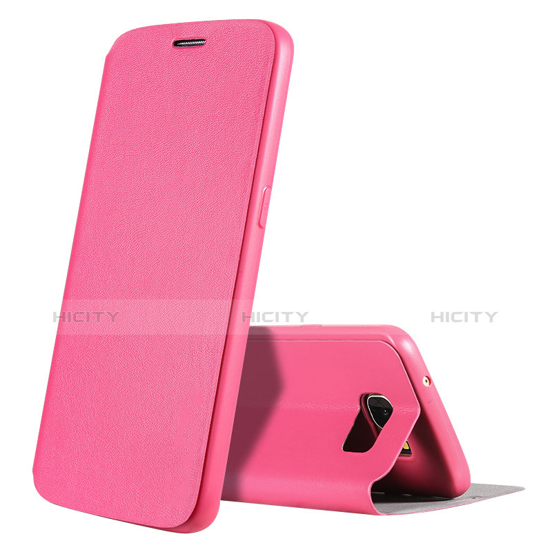 Handytasche Stand Schutzhülle Leder L01 für Samsung Galaxy S7 Edge G935F Pink