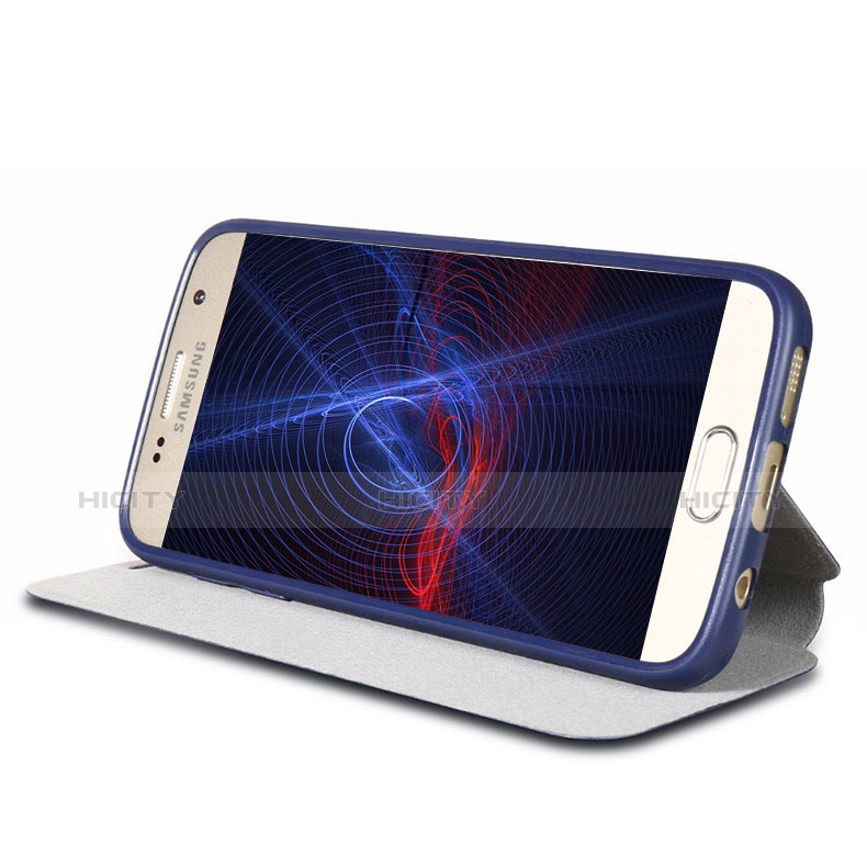 Handytasche Stand Schutzhülle Leder L01 für Samsung Galaxy S7 G930F G930FD Blau