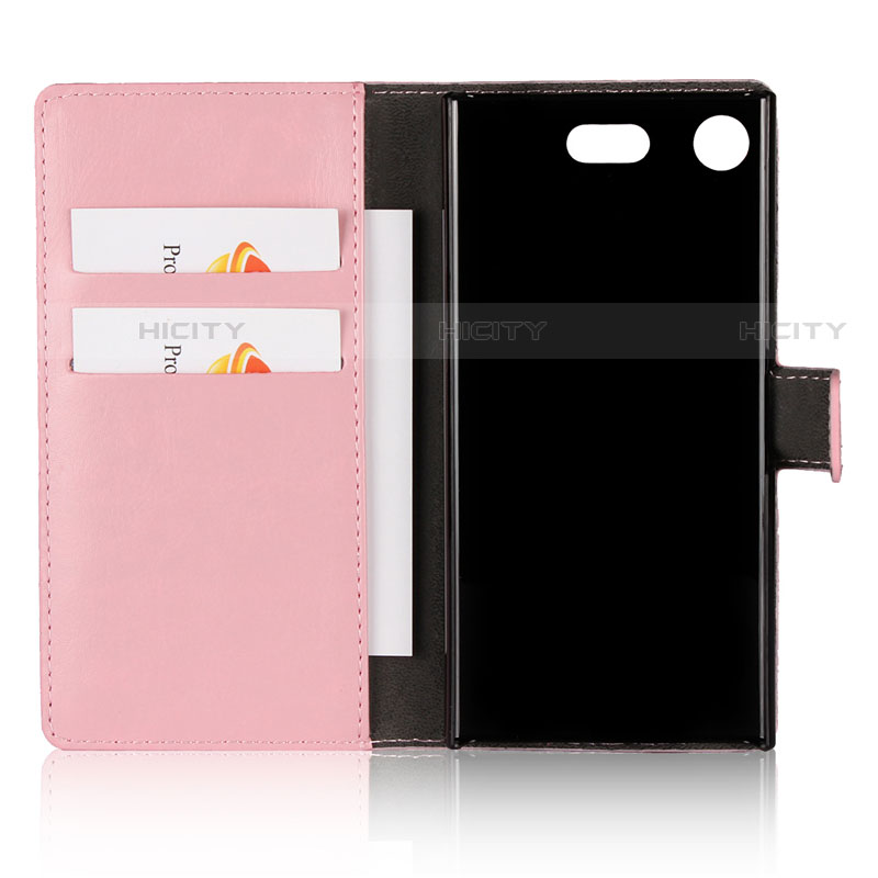 Handytasche Stand Schutzhülle Leder L01 für Sony Xperia XZ1 Compact Rosa