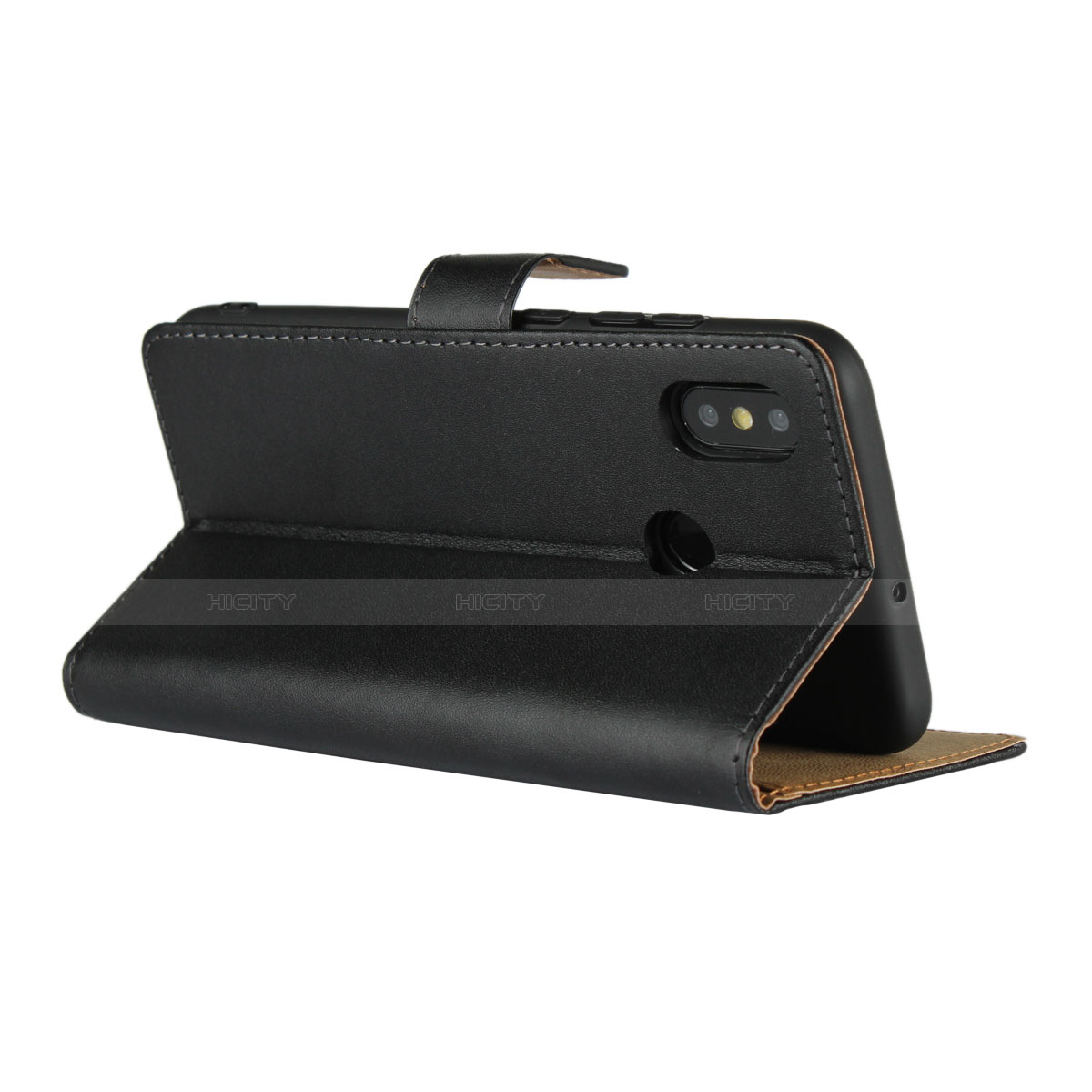 Handytasche Stand Schutzhülle Leder L01 für Xiaomi Mi 8 Schwarz groß