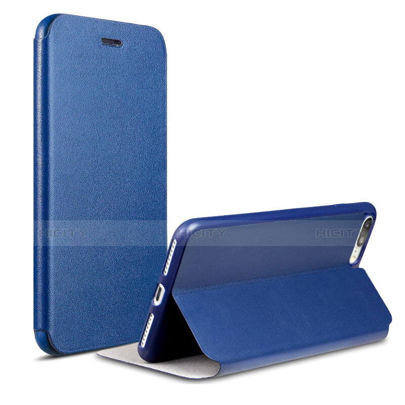 Handytasche Stand Schutzhülle Leder L02 für Apple iPhone 7 Plus Blau Plus