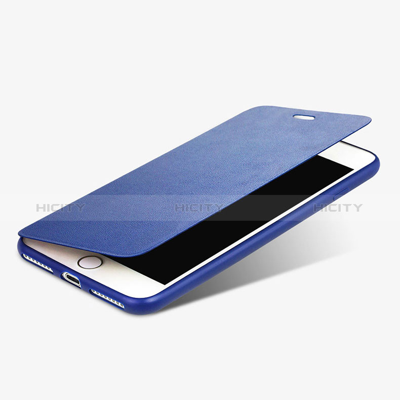 Handytasche Stand Schutzhülle Leder L02 für Apple iPhone 8 Plus Blau