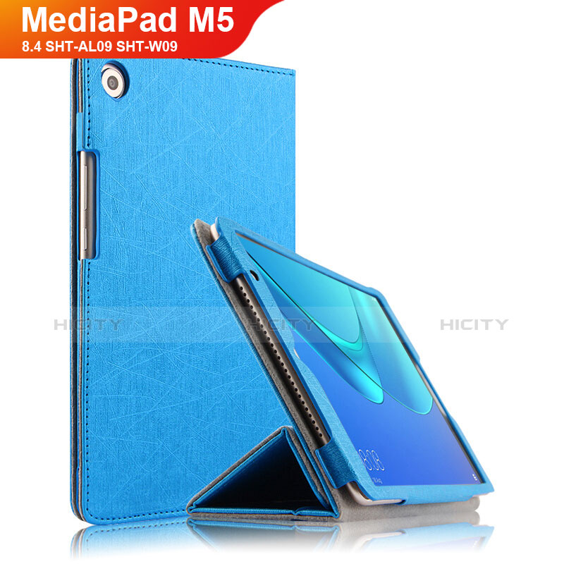 Handytasche Stand Schutzhülle Leder L02 für Huawei MediaPad M5 8.4 SHT-AL09 SHT-W09 Blau Plus