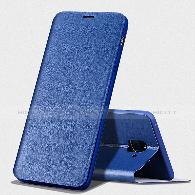 Handytasche Stand Schutzhülle Leder L02 für Samsung Galaxy A8 (2018) A530F Blau groß