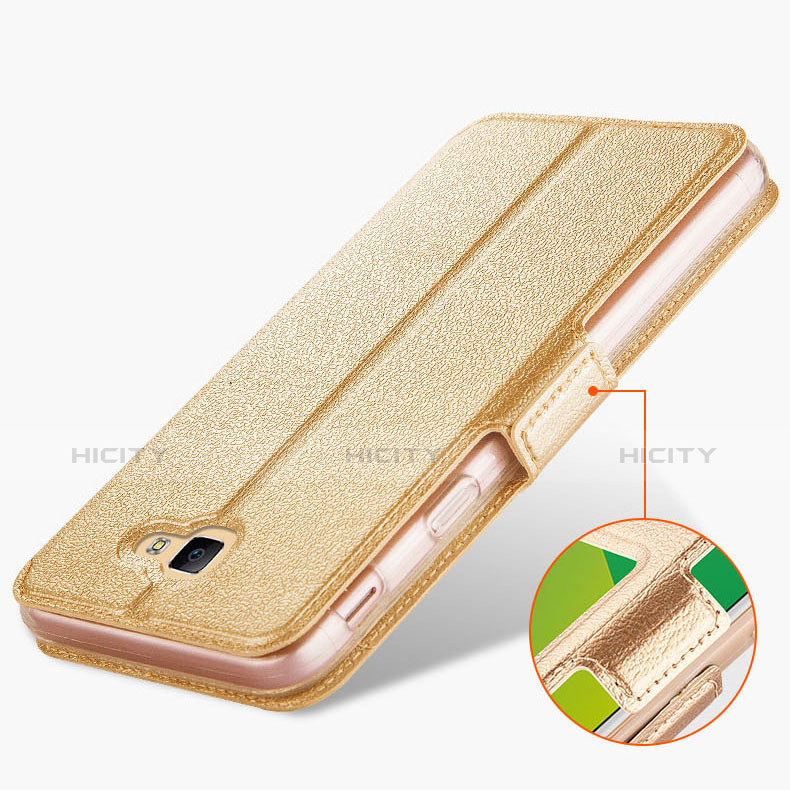 Handytasche Stand Schutzhülle Leder L02 für Samsung Galaxy J5 Prime G570F Gold