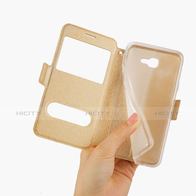 Handytasche Stand Schutzhülle Leder L02 für Samsung Galaxy On5 (2016) G570 G570F Gold