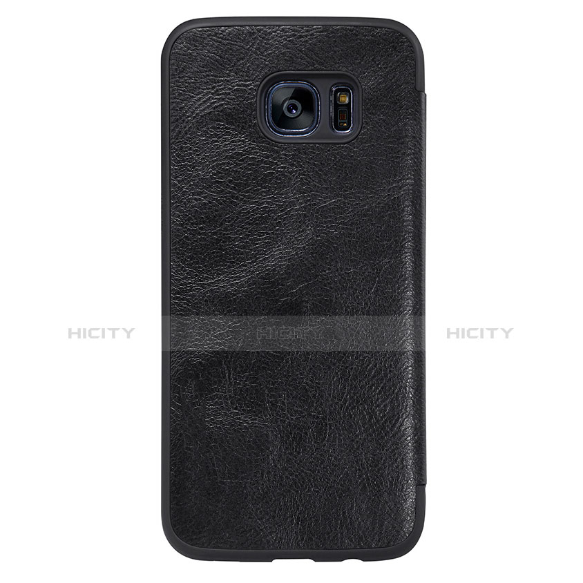 Handytasche Stand Schutzhülle Leder L02 für Samsung Galaxy S7 Edge G935F Schwarz