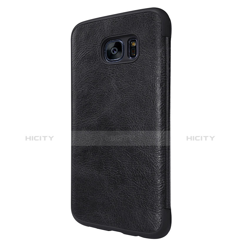 Handytasche Stand Schutzhülle Leder L02 für Samsung Galaxy S7 Edge G935F Schwarz