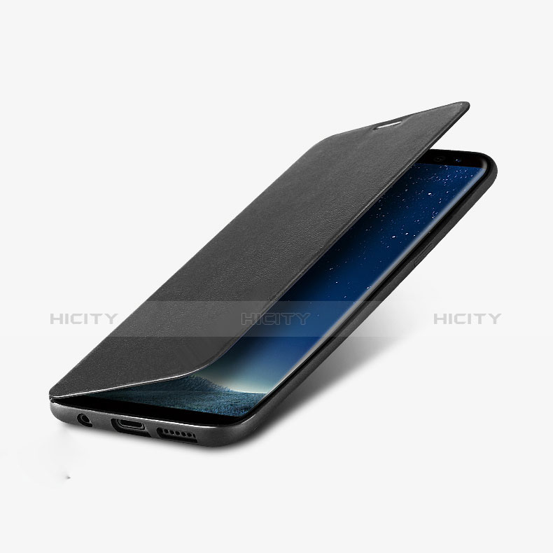 Handytasche Stand Schutzhülle Leder L02 für Samsung Galaxy S8 Schwarz