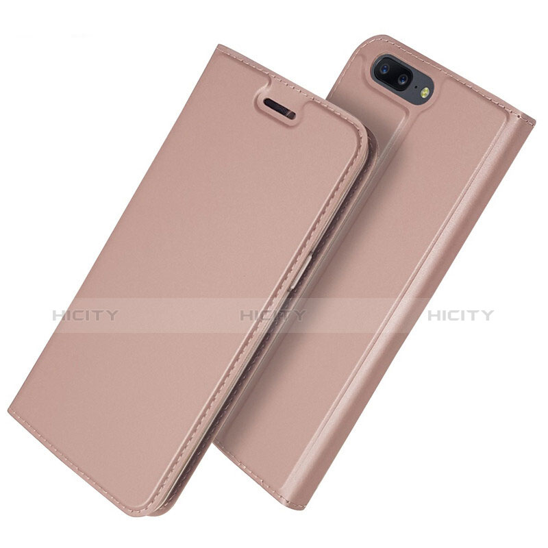 Handytasche Stand Schutzhülle Leder L03 für OnePlus 5T A5010 Rosegold