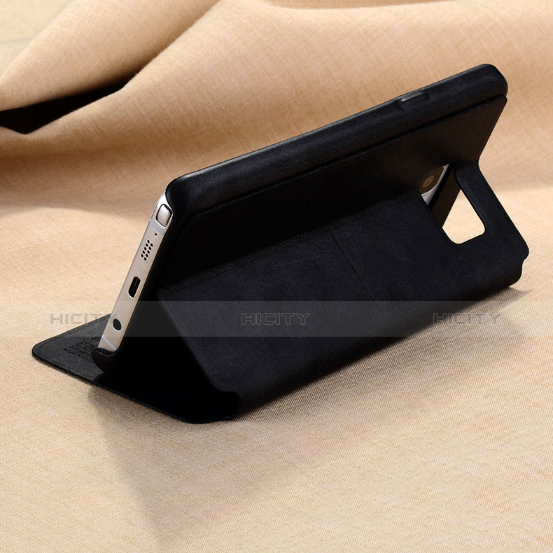 Handytasche Stand Schutzhülle Leder L03 für Samsung Galaxy Note 5 N9200 N920 N920F Schwarz