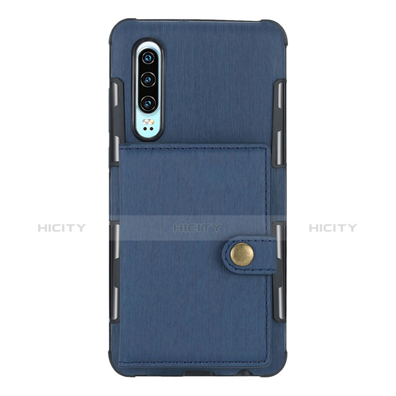 Handytasche Stand Schutzhülle Leder L04 für Huawei P30 Blau