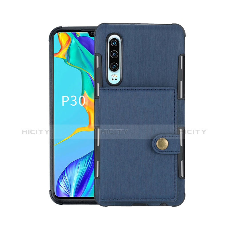 Handytasche Stand Schutzhülle Leder L04 für Huawei P30 Blau