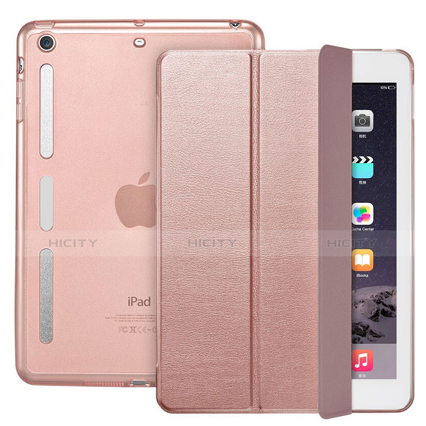 Handytasche Stand Schutzhülle Leder L05 für Apple iPad Mini 3 Rosegold Plus