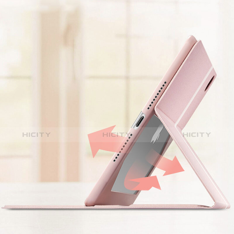 Handytasche Stand Schutzhülle Leder L05 für Apple New iPad 9.7 (2017) Rosa groß