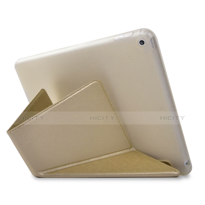 Handytasche Stand Schutzhülle Leder L08 für Apple New iPad 9.7 (2017) Gold