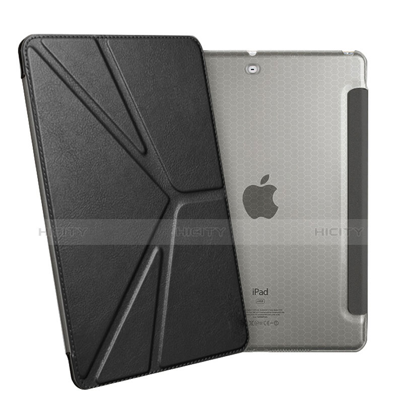 Handytasche Stand Schutzhülle Leder L08 für Apple New iPad 9.7 (2017) Schwarz