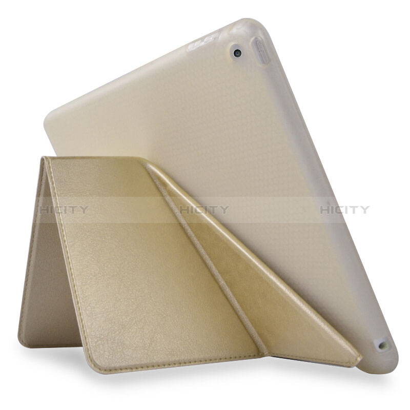 Handytasche Stand Schutzhülle Leder L08 für Apple New iPad 9.7 (2018) Gold