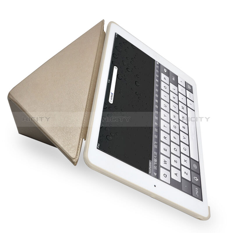 Handytasche Stand Schutzhülle Leder L08 für Apple New iPad 9.7 (2018) Gold