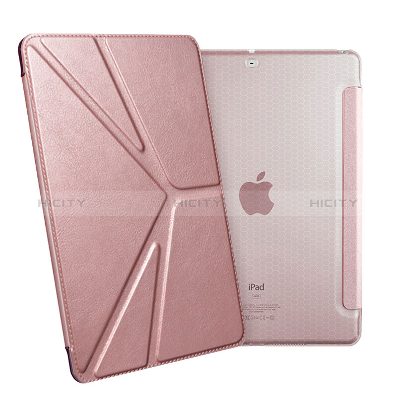 Handytasche Stand Schutzhülle Leder L08 für Apple New iPad 9.7 (2018) Rosegold