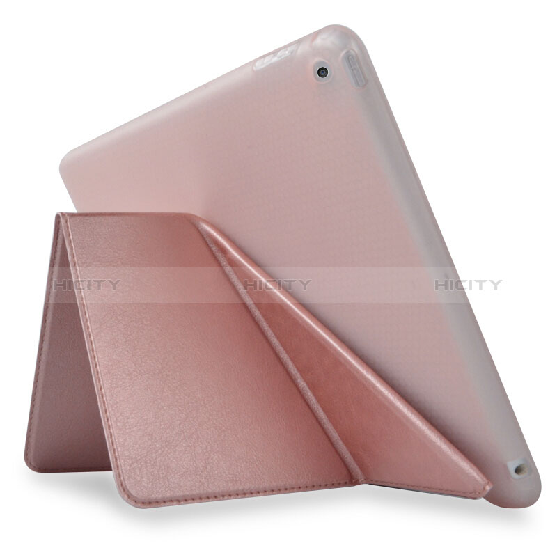 Handytasche Stand Schutzhülle Leder L08 für Apple New iPad 9.7 (2018) Rosegold