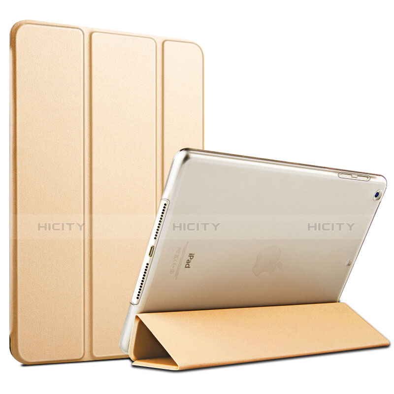 Handytasche Stand Schutzhülle Leder L09 für Apple New iPad 9.7 (2017) Gold