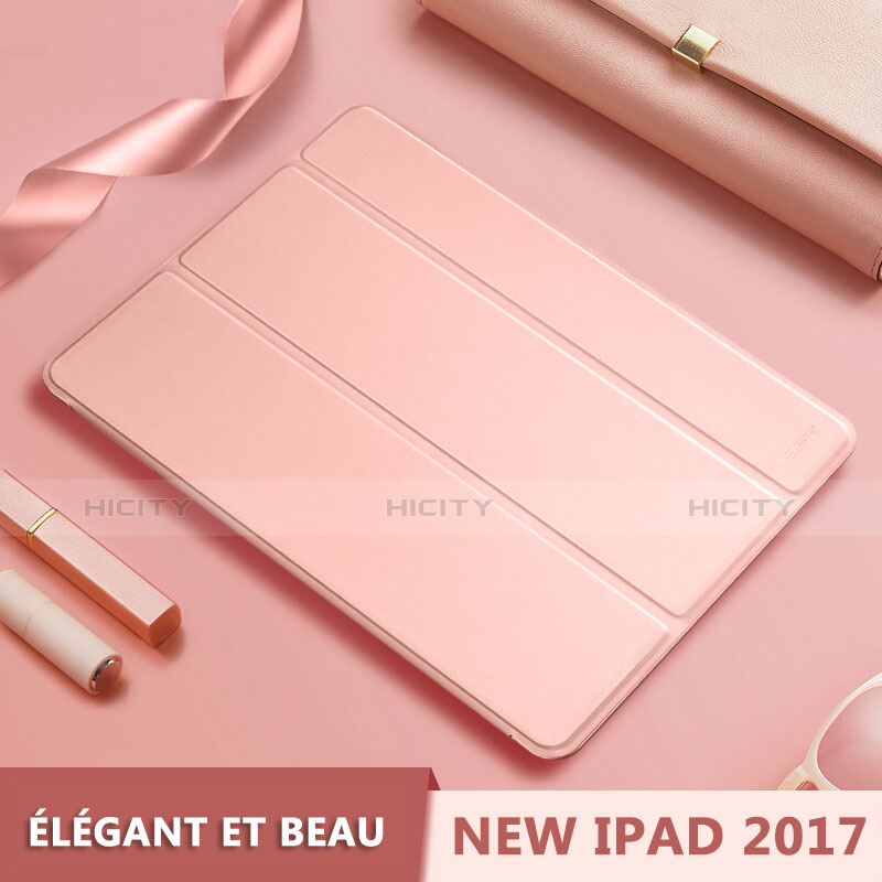 Handytasche Stand Schutzhülle Leder L10 für Apple New iPad 9.7 (2017) Rosegold