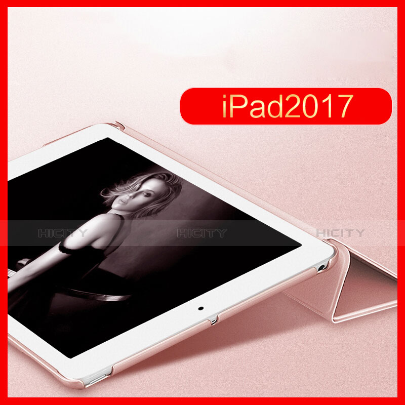 Handytasche Stand Schutzhülle Leder L10 für Apple New iPad 9.7 (2017) Rosegold