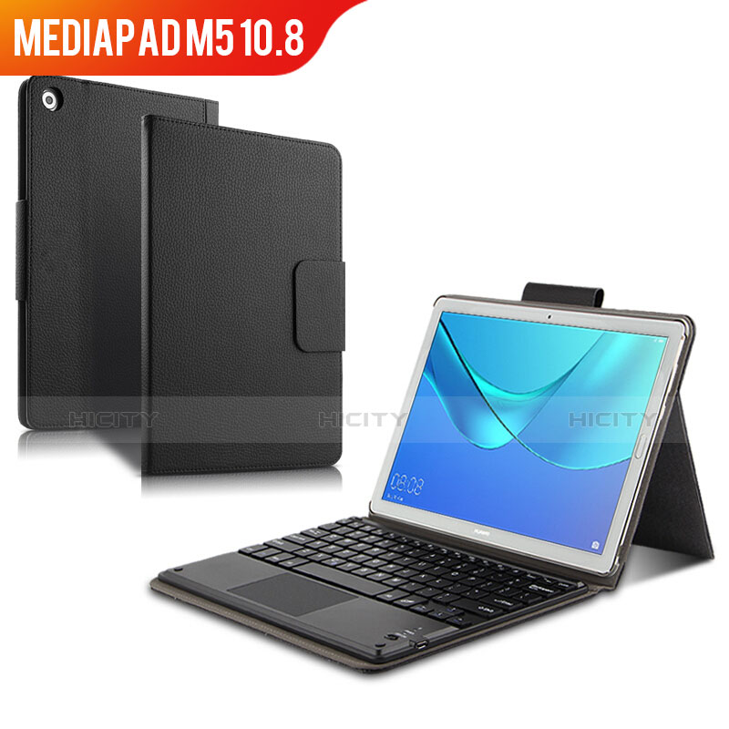 Handytasche Stand Schutzhülle Leder mit Tastatur für Huawei MediaPad M5 10.8 Schwarz Plus