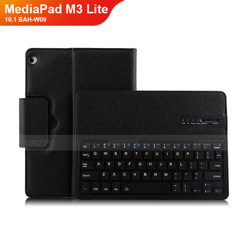 Handytasche Stand Schutzhülle Leder mit Tastatur L01 für Huawei MediaPad M3 Lite 10.1 BAH-W09 Schwarz