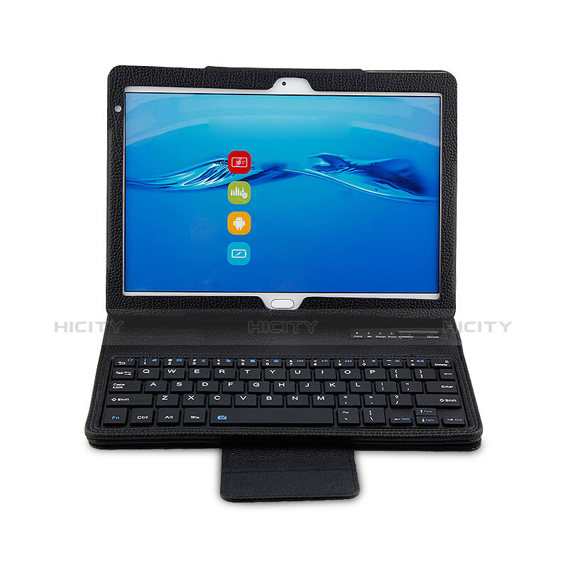 Handytasche Stand Schutzhülle Leder mit Tastatur L01 für Huawei MediaPad M3 Lite 10.1 BAH-W09 Schwarz