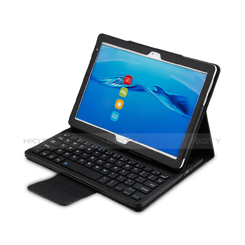 Handytasche Stand Schutzhülle Leder mit Tastatur L01 für Huawei MediaPad M3 Lite 10.1 BAH-W09 Schwarz