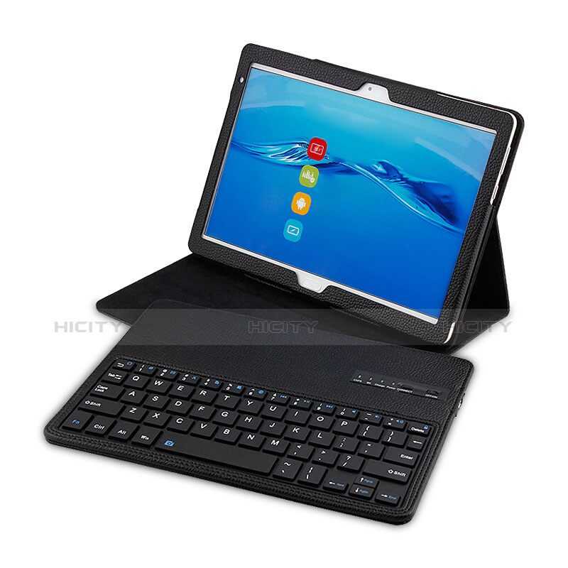 Handytasche Stand Schutzhülle Leder mit Tastatur L01 für Huawei MediaPad M3 Lite 10.1 BAH-W09 Schwarz