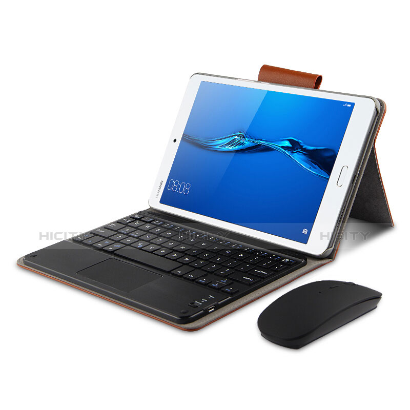 Handytasche Stand Schutzhülle Leder mit Tastatur L02 für Huawei MediaPad M3 Lite 10.1 BAH-W09 Weiß