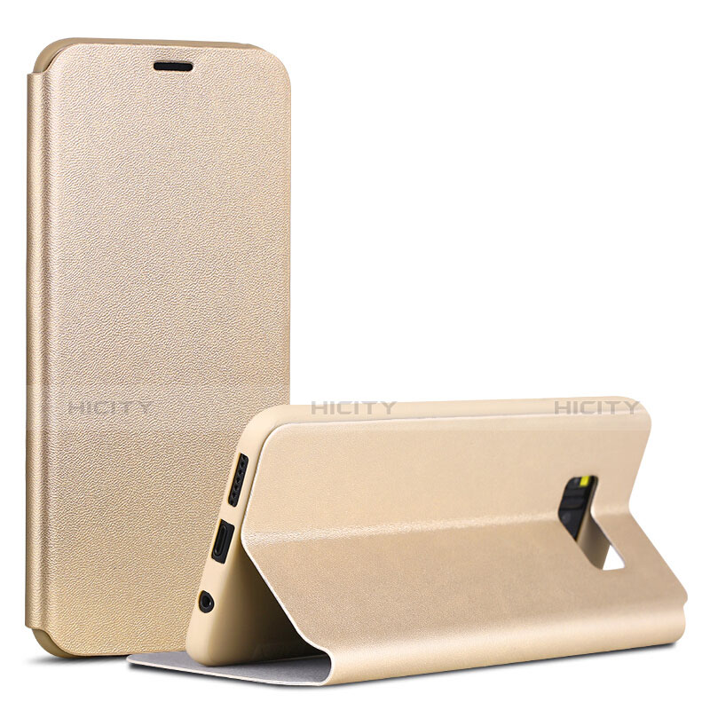 Handytasche Stand Schutzhülle Leder P01 für Samsung Galaxy S8 Gold