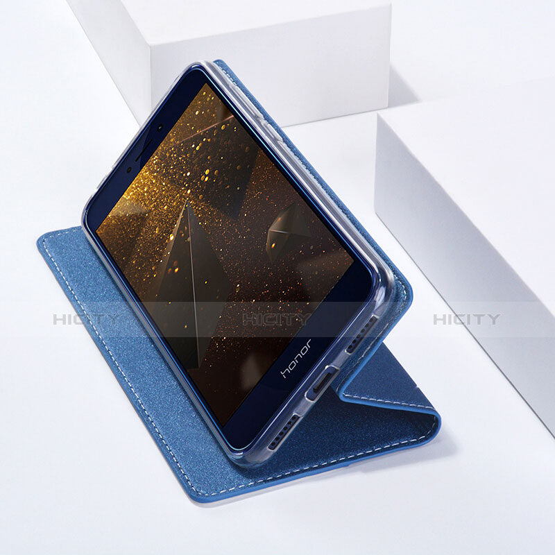 Handytasche Stand Schutzhülle Leder R01 für Huawei Nova Lite Blau groß