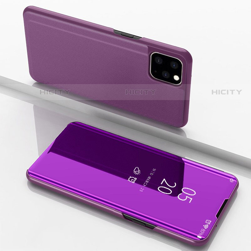 Handytasche Stand Schutzhülle Leder Rahmen Spiegel Tasche für Apple iPhone 11 Pro Violett